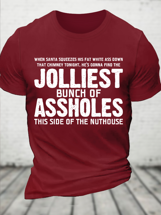 Cotton Jolliest Bunch of A-Holes T Shirt Funny Sarcastic Christmas Casual Novelty T-Shirt