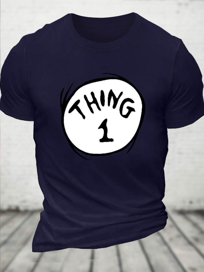 Cotton Dr. Seuss Thing 1 Crew Neck Casual Loose T-Shirt