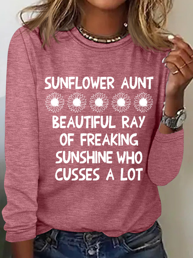Sunflower Aunt Casual Cotton-Blend Regular Fit Long Sleeve Shirt