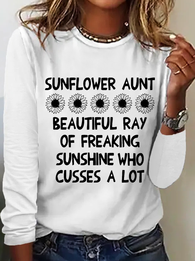 Sunflower Aunt Casual Cotton-Blend Regular Fit Long Sleeve Shirt