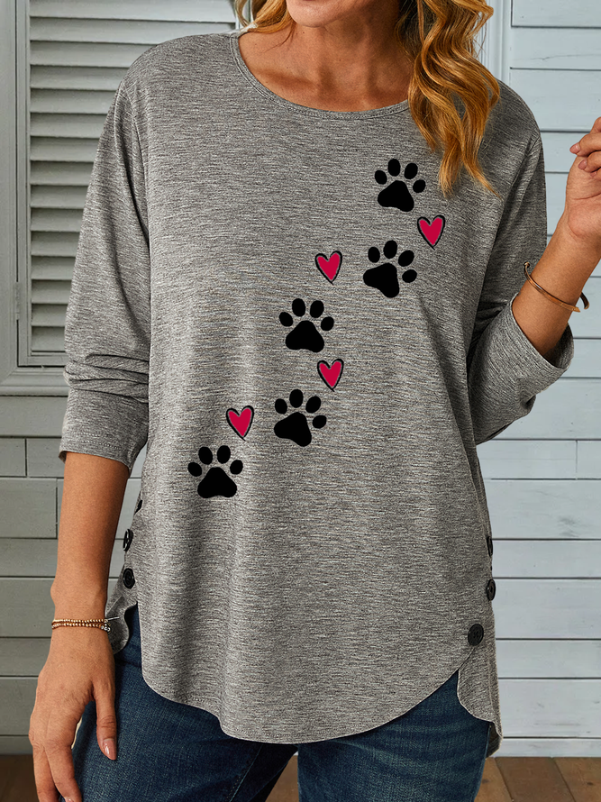Funny Dog Cotton-Blend Casual Long Sleeve Shirt