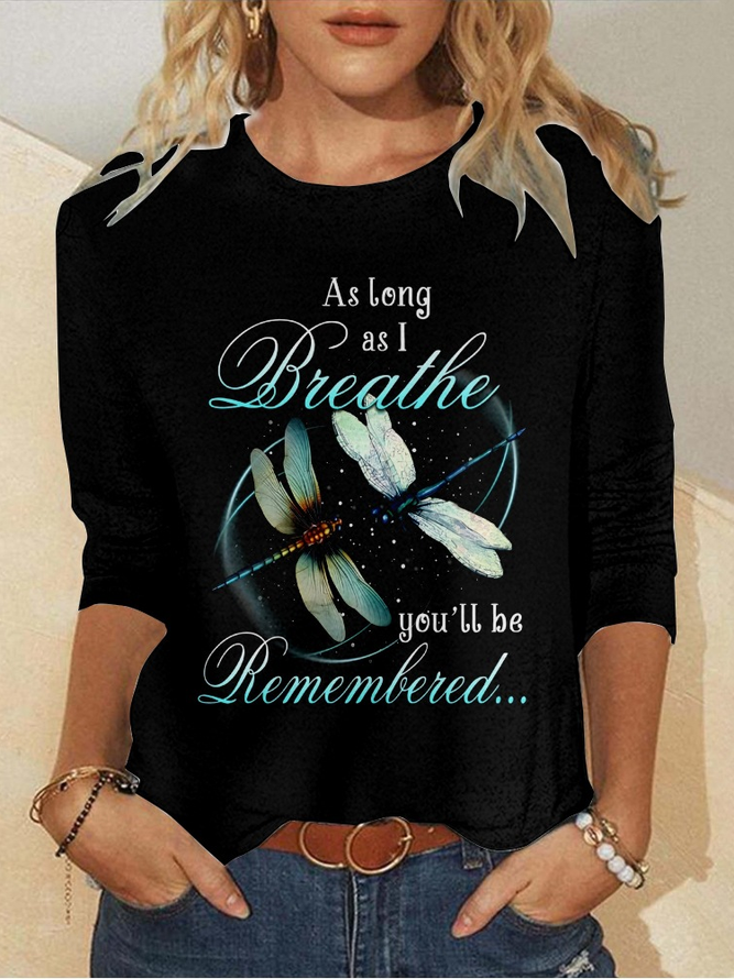 As long As Breathe Casual Dragonfly Regular Fit Crew Neck Long Sleeve Shirt