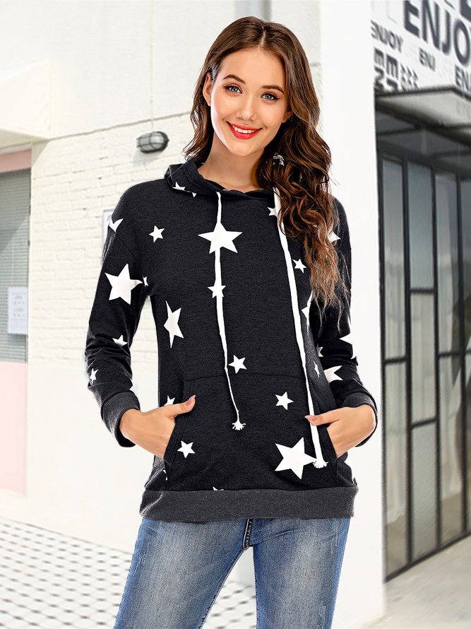 Casual Long Sleeve Star print Sweatshirt | lilicloth