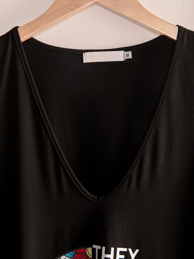 Black Short Sleeve V Neck Weaving Dress