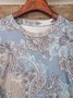 Paisley Crew Neck Casual Loose T-Shirt