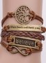 Vintage Alloy Leather Rope Casual Bracelet