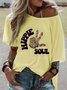 Women Boho Hippie Printed Casual Short Sleeve T-shirt Top