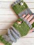 Women Casual Floral Knitted Autumn Winter Gloves Mitten