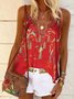 V Neck Floral Chiffon Casual Tops