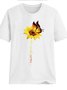 Women's Butterfly Sunflower Graphic Round Neck T-shirt