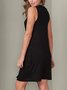 Black A-Line Sleeveless Casual Printed Weaving Dress