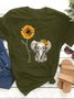 Elephant Printed Casual Round Neck Short Sleeve T-Shirt Top