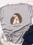 Cotton-Blend Printed Short Sleeve Round Neck T-shirt
