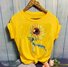Sunflower Print Crew Neck Short Sleeve Casual T-Shirt & Top