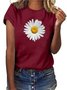 Floral Cotton-Blend Casual T-shirt