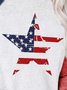 American Flag Star Print Colorblock Sweatshirt Long Sleeve Top
