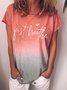 Women Letter Just Breathe Graphic Crew Neck Casual T-Shirts Tops