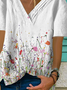 White Floral Casual Cotton T-shirt