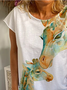 White Short Sleeve Giraffe Printed T-Shirt & Top
