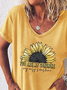 You are My Sunshine Printed Yellow Cotton V Neck T-Shirt & Top