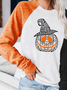 Women's Halloween Hat Pumpkin Face Print Sweatshirt
