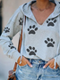 Women's Dog Paw Print Casual Sweatshirt