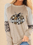 Thanksgiving Pumpkin Leopard Print Shirt Women Long sleeve Top