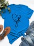 Heart-shaped Faith Print Round Neck Cotton T-shirt