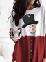 Women's Snowman Christmas Print Long Sleeve Top