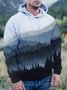 Men's mountain treetop print casual hoodie