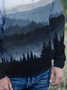 Men's mountain treetop print casual hoodie