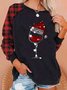 Women Christmas Wine Glass Print Crew Neck Sweatshirt Top