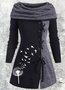 Casual Dandelion print Turtleneck Dress