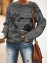 Cute Cat Women's Long Sleeve Casual Sweatshirt