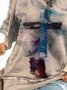 Women's Oil Painting Faith Christian Cross Printed Casual Sweatshirts