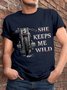 Couple Motorcycle She Keeps Me Wild Graphic Men's Short Sleeve T-shirt