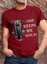 Couple Motorcycle She Keeps Me Wild Graphic Men's Short Sleeve T-shirt