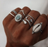 Shell moon five-pointed star snake-shaped flower ring set 8-piece set