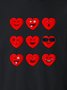 Red Hearts Valentine’s Day Long Sleeve Cotton-Blend Crew Neck Woman Shirts & Tops