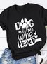 DOG MOTHER WINE LOVER Short Sleeve Casual Woman's T-Shirts & Tops