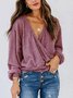 Deep V Maroon Knitted Pullover Ladies Top