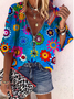 Plus size Hippie Floral Casual Shirts & Tops