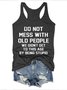 Old People Letter Graphic Sleeveless Round Neck Loose Vest