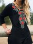 Cotton-Blend Casual Floral Knitting Dress