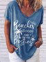Girls Beach Trip Graphic V Neck T-shirt