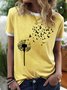 Dandelion Women Floral Graphic Casual Crew Neck T-Shirt