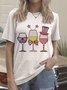 Red Wine And Blue American Flag T-Shirt Tee
