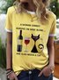 A Woman Cannot Survive on Wine Alone Graphic Short Sleeve Ringer Tee