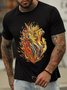Fire of God Short Sleeve Crew Neck Cotton-Blend Shirts & Tops