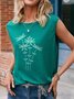 Dragonfly Daisies Graphic Sleeveless Casual Tank Top